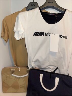 BMW White and Black Logo Crewneck Tee NWT